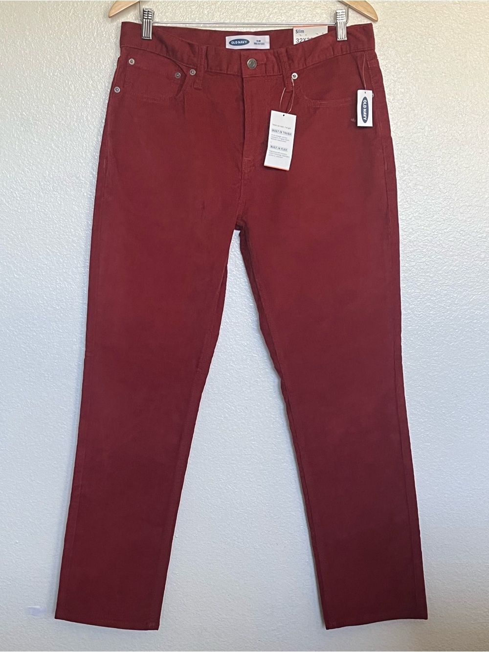 Old Navy Men's Corduroy Slim Pants in Burnt Orange/Reddish